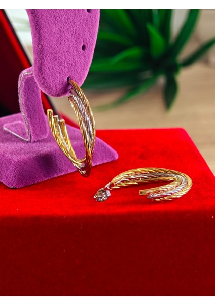 Çelik 22 Ayar Altın Kaplama Renk Atmaz Küpe