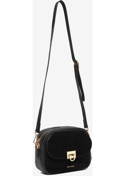 Kadın Siyah Hakiki Deri Çapraz Çanta 5K2CN69757