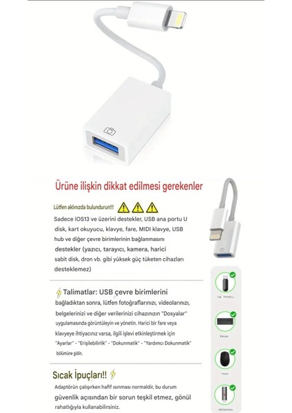 Apple iphone Lightning To Usb Çevirici Dönüştürücü Tak ve Çalıştır Orjinal Sağlam