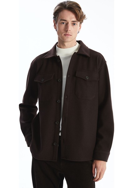 Yeni Sezon Regular Fit Uzun Kollu Kaşe Erkek Gömlek Ceket