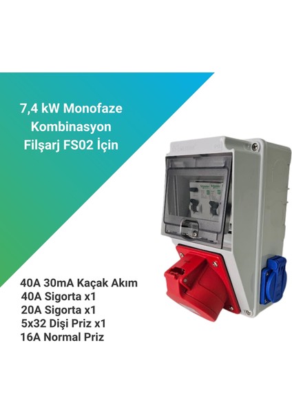 Filşarj 7.4 kW Monofaze Kombinasyon Kutusu fiyatları
