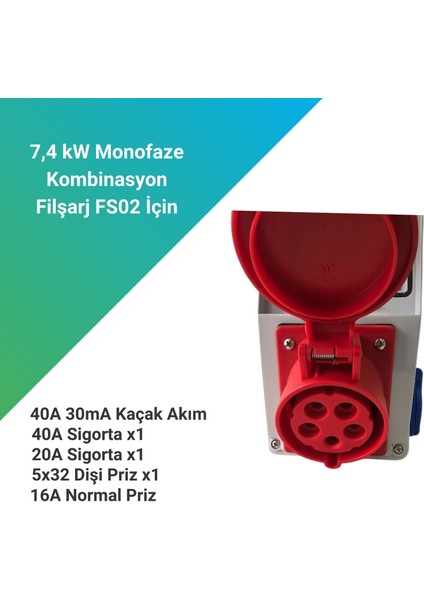 Filşarj 7.4 kW Monofaze Kombinasyon Kutusu modelleri