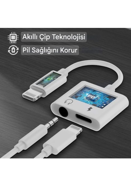 2'si 1'Arada iphone Lightning To 3.5mm Kulaklık Adaptörü 2'si 1 Arada Ses ve Şarj Adaptörü Kablosu Dönüştürücü Çevirici Sağlam Orjinal fiyatları