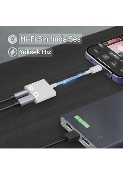 2'si 1'Arada iphone Lightning To 3.5mm Kulaklık Adaptörü 2'si 1 Arada Ses ve Şarj Adaptörü Kablosu Dönüştürücü Çevirici Sağlam Orjinal indirimleri