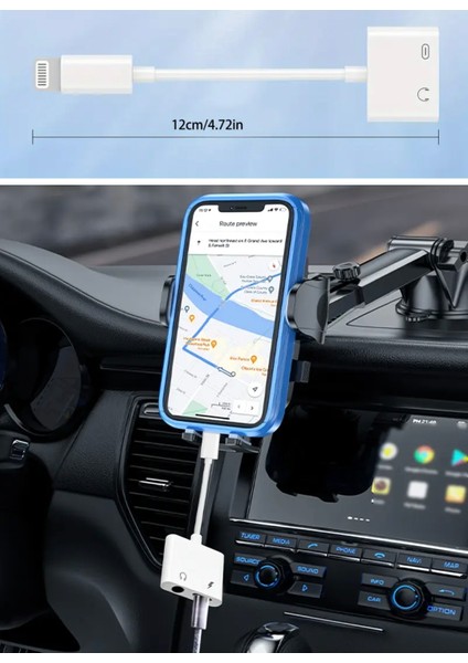 2'si 1'Arada iphone Lightning To 3.5mm Kulaklık Adaptörü 2'si 1 Arada Ses ve Şarj Adaptörü Kablosu Dönüştürücü Çevirici Sağlam Orjinal