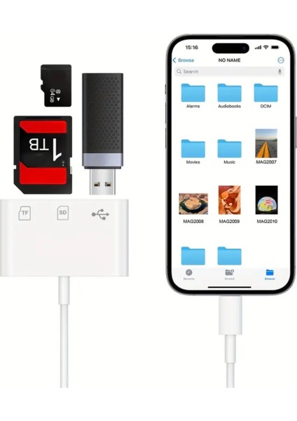 3'ü 1 Arada iphone Lightning To Tf Sd Kart ve Usb Çevirici Dönüştürücü Orjinal Sağlam indirimleri
