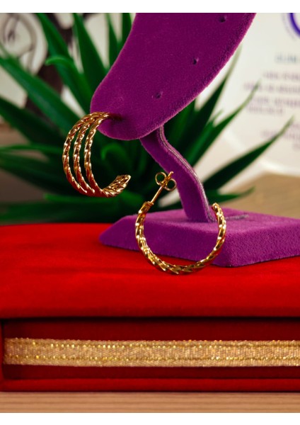 Çelik 22 Ayar Altın Kaplama Renk Atmaz Küpe