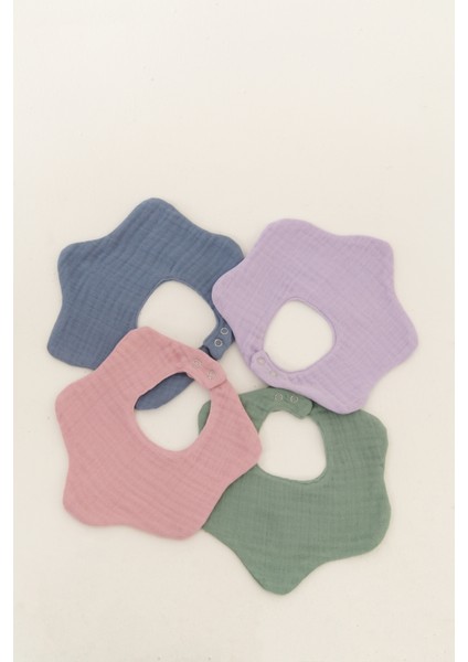 4'lü Organik Pamuk 8 Katlı Multi Müslin Çiçek Bebek Salya ve Mama Önlük, Fular, Yakalık fiyatları