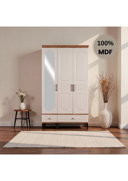 Slope 3 Kapaklı Mdf Ayaklı Tasarım Country Gardırop