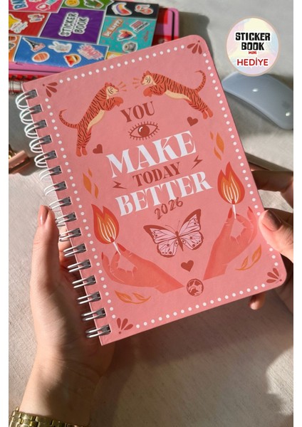 2026 Haftalık Ajanda Spiralli A5 12 Aylık Rise