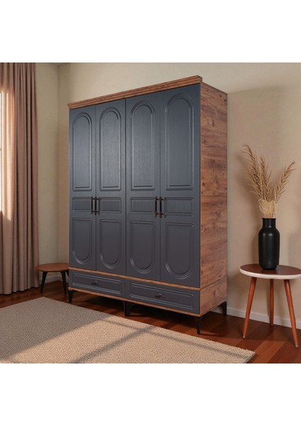 Slope 4 Kapılı Mdfayaklı Tasarım Country Gardırop fiyatları