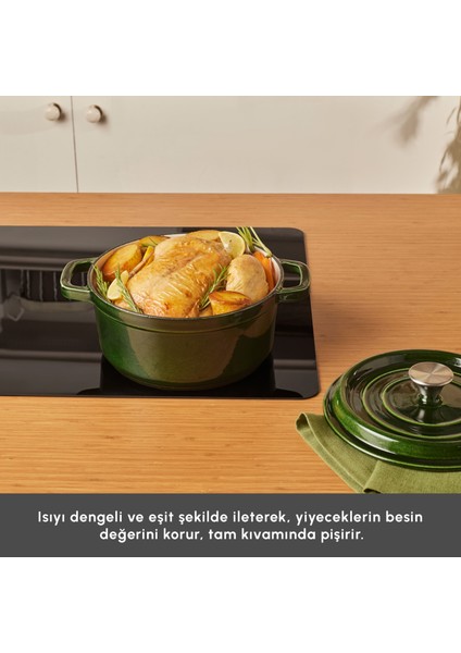 Heritage Demir Döküm Emayeli Tencere Yeşil 24 cm