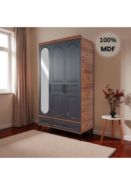 Slope 3 Kapaklı Mdf Ayaklı Tasarım Country Gardırop fiyatları