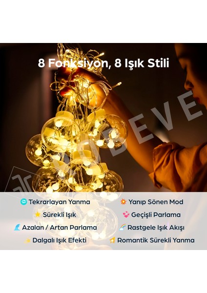 Işıklı Yılbaşı Top LED LED Işık Saçak LED Top Dekoratif Yılbaşı LED 2.5 Metre 138 LED 8 Fonksiyonlu 8 Modlu LED Işık Günışığı Perde LED indirimleri