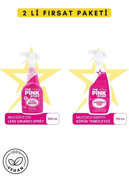 Mucizevi Oxi Leke Çıkarıcı Sprey 500 ml + Mucizevi Banyo Köpük Temizleyici 750 ml