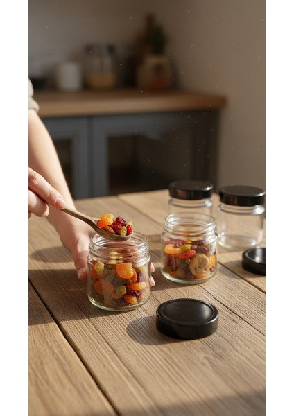 Zuri 4’lü Siyah Kapaklı Cam Kavanoz Seti – 255 cc fırsatları