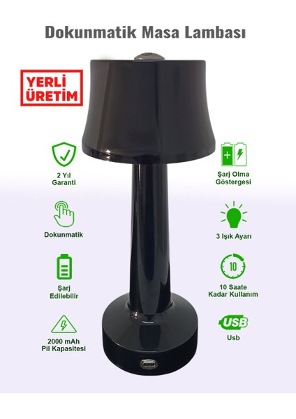 Dokunmatik Metal Masa Lambası