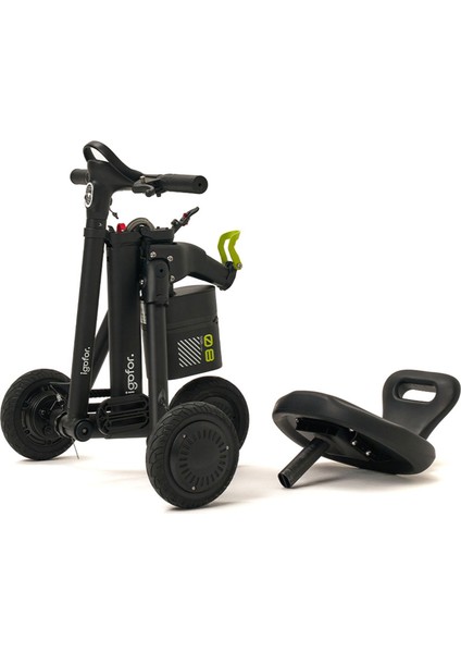 3 Tekerlekli Katlanabilir Elektrikli Oturulabilir Scooter – Hafif, Taşınabilir, Uzun Menzilli - Siyah indirimleri