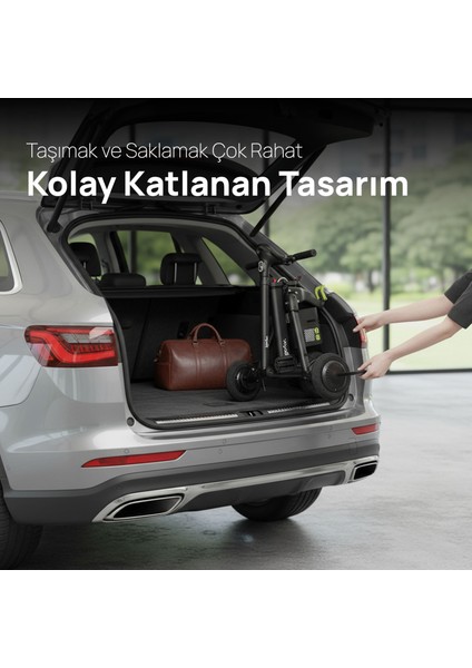 3 Tekerlekli Katlanabilir Elektrikli Oturulabilir Scooter – Hafif, Taşınabilir, Uzun Menzilli - Siyah