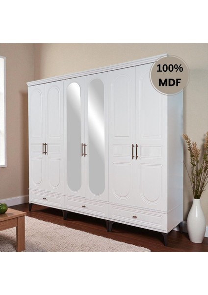 Slope 6 Kapaklı Mdf Ayaklı Tasarım Country Gardırop