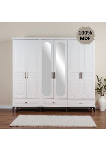 Slope 6 Kapaklı Mdf Ayaklı Tasarım Country Gardırop fiyatları