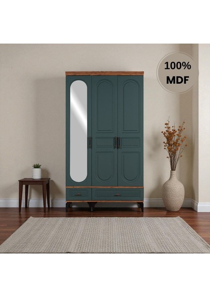 Slope 3 Kapaklı Mdf Ayaklı Tasarım Country Gardırop