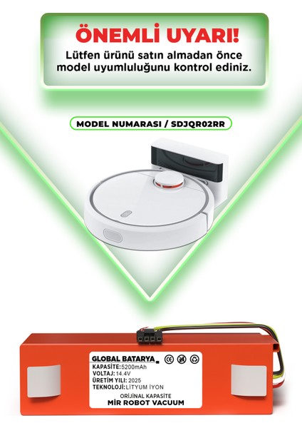 Xiaomi Mi Robot Vacuum Akıllı Süpürge Bataryası 14.4V 5200MAH indirimleri