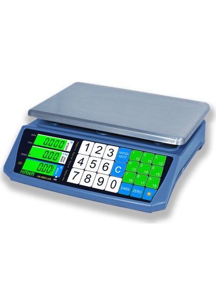 Hs 5500 Terazi Akülü Paslanmaz Çukur Kefe ile 30 kg Kapasite ve Su Geçirmez Dokunmatik Tuş