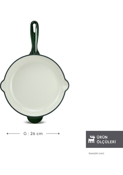 Heritage Demir Döküm Emayeli Tava Yeşil 26 cm fiyatları