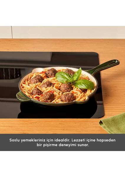 Heritage Demir Döküm Emayeli Tava Yeşil 26 cm