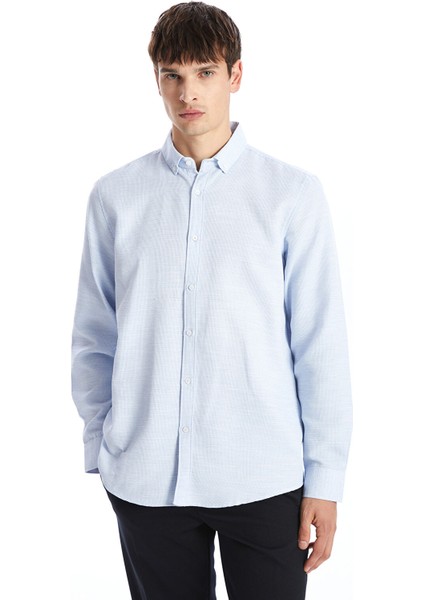 Yeni Sezon Slim Fit Uzun Kollu Armürlü Erkek Gömlek