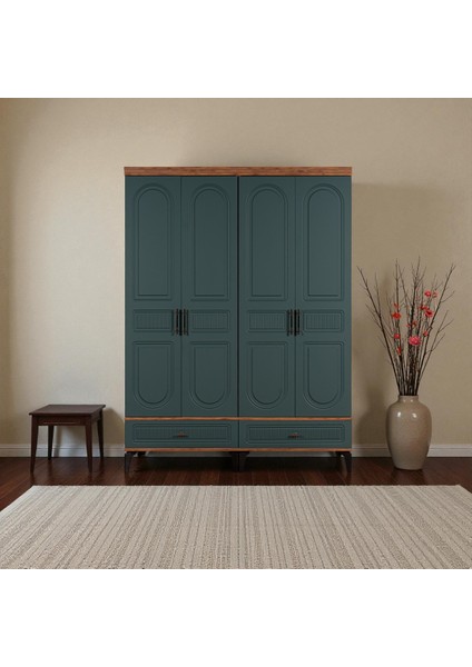 Slope 4 Kapılı Mdfayaklı Tasarım Country Gardırop