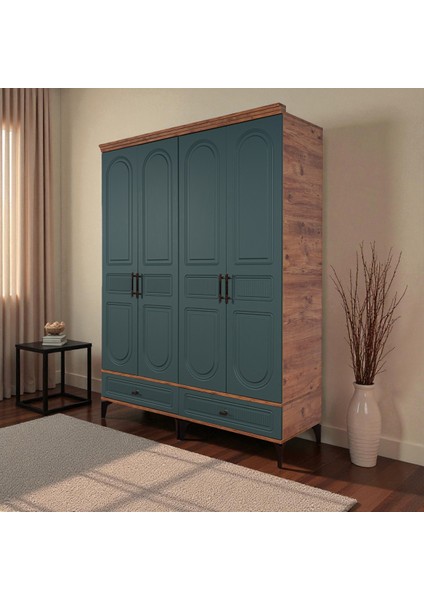 Slope 4 Kapılı Mdfayaklı Tasarım Country Gardırop fiyatları