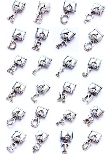 Kişiye Özel İtalyan Sallantılı Harfli Charmlı Paslanmaz Unisex Çelik Bileklik scb65