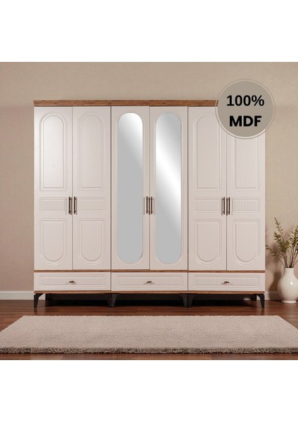 Slope 6 Kapaklı Mdf Ayaklı Tasarım Country Gardırop fiyatları