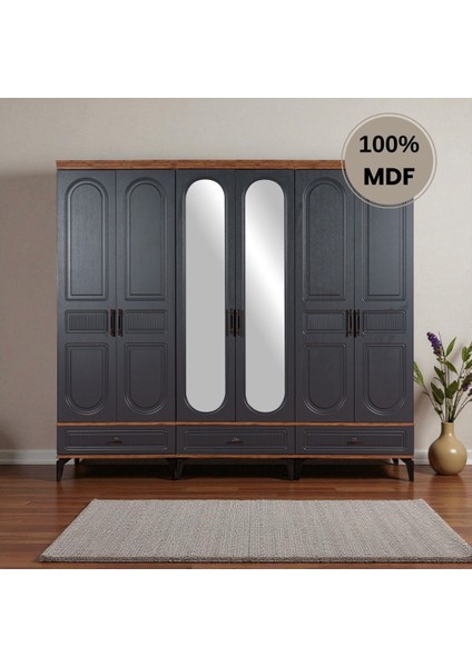 Slope 6 Kapaklı Mdf Ayaklı Tasarım Country Gardırop fiyatları