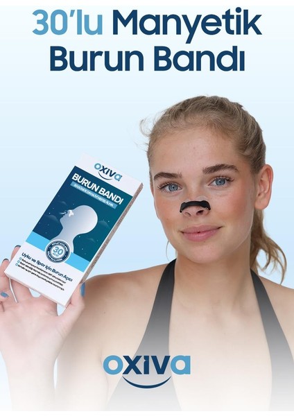 Mıknatıslı Burun Bandı 30'li Siyah Horlama Karşıtı Burun Açıcı Ekstra Güçlü