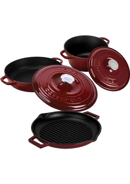 Bordo Döküm Tencere ve Izgara Seti – Sofralarda Şef Dokunuşu fiyatları