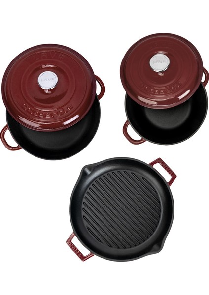 Bordo Döküm Tencere ve Izgara Seti – Sofralarda Şef Dokunuşu modelleri
