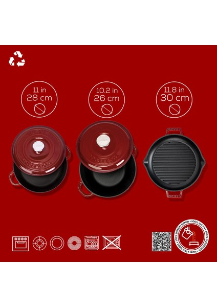 Bordo Döküm Tencere ve Izgara Seti – Sofralarda Şef Dokunuşu fırsatları