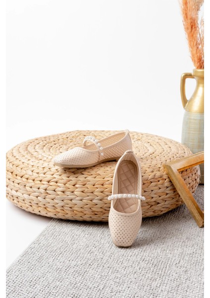 Kadın Siyah Cilt İncili Babet Ev ve Dış Mekan Ayakkabısı