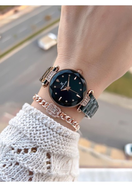 Çelik Kordonlu 2 Yıl Garantili 3 Atm Suya Dayanıklı Kadın Kol Saati+Bileklik BD.14132.9 fiyatları