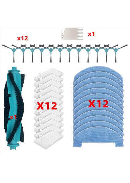 Dreame Mova E10, E20 Plus / Troiver E10, E20 Pro Plus Ana Roller Yan Fırça Hepa Filtre Vakum Süpürge Yedek Parçaları (Yurt Dışından)