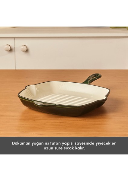 Heritage Demir Döküm Emayeli Grill Tava Yeşil 26 cm modelleri