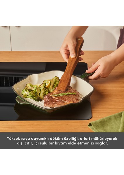 Heritage Demir Döküm Emayeli Grill Tava Yeşil 26 cm fırsatları