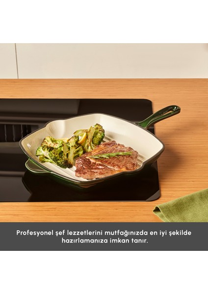 Heritage Demir Döküm Emayeli Grill Tava Yeşil 26 cm
