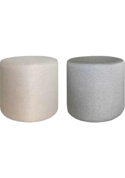 Tamamen Döşeme Yuvarlak Puf, Keten, 50 cm fırsatları