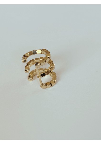 Üç Sıra Dönebilen Parlak Dikdörtgen Detaylı Ayarlanabilir Gold Earcuff fiyatları