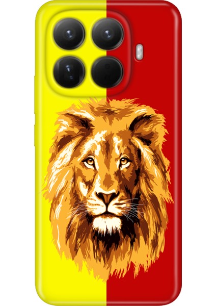 Xiaomi Mi 15T Pro Kılıf 0.4mm Lazer Kesim Silikon Kapak Sarı Kırmızı Parçalı Aslan