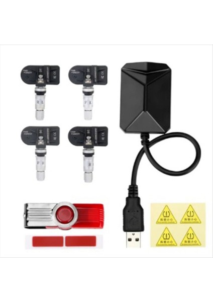 4 Sensör Alarm Sistemi ile Android Navigasyon Tpms USB Android Araba Tpms Kablosuz Şanzıman Lastik Izleme (Dahili) (Yurt Dışından)